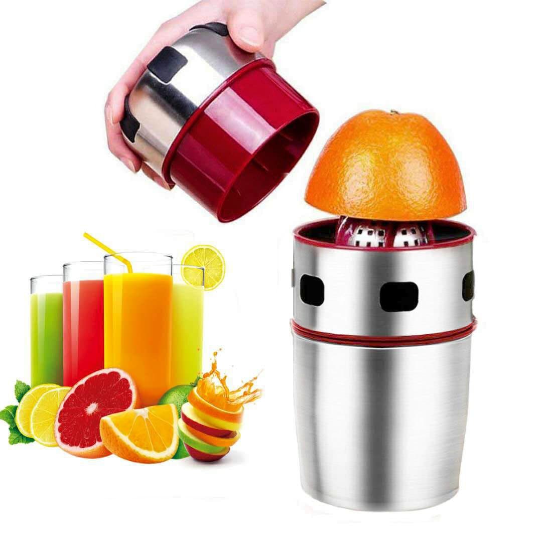Lukasa Citrus Juicer Manual Orange Juicer Portable Stainless Steel Hand Grapefruit Squeezer Lid Rotation Squeezer for Lemons, Tangerines and Other Fruits