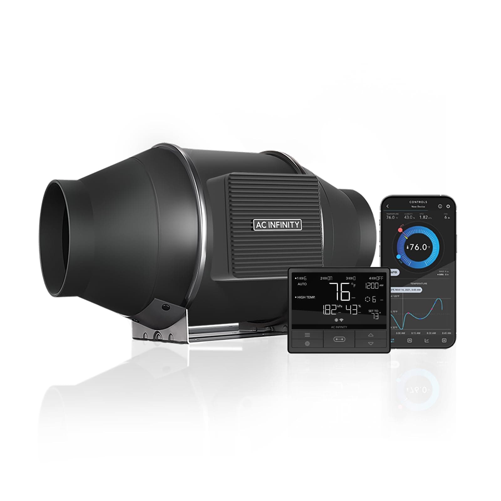 AC Infinity CLOUDLINE PRO T4, Quiet 100mm Inline Duct Fan with Temperature Humidity VPD Controller, WiFi Integrated App Control Ventilation Exhaust Fan for Heating Cooling Grow Tent Hydroponic 4-Inch