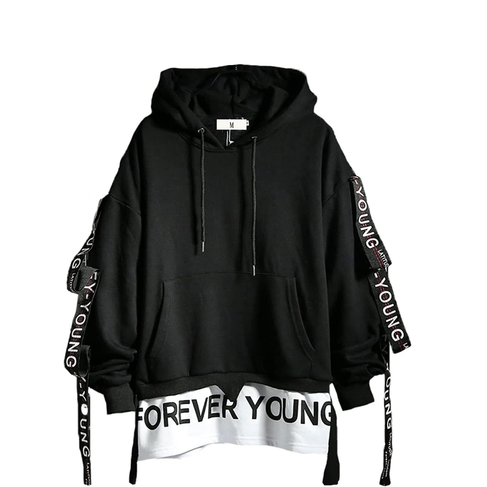 DUDHUH Mens Hoodie Fashion Pullover Letter Print Tracksuit Techwear Casual Coat Hip-Hop Sweatshirt