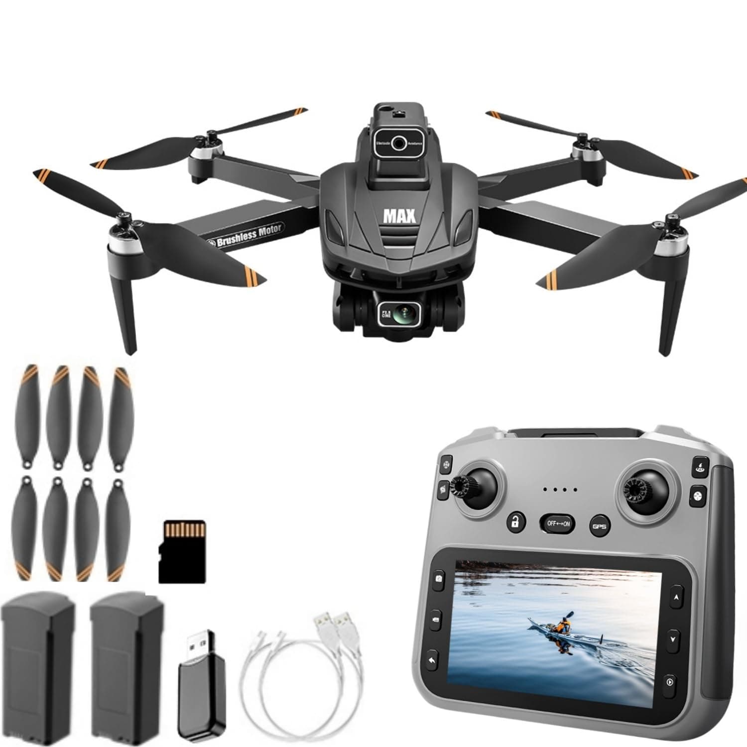 GPS Drone with 4K Camera, 4.5" LCD Display - 3280ft HD Image Transmission, 50x Zoom, Auto return, Follow Me, Go Home, Gesture Control, One Key Takeoff/Landing, Altitude Hold,led Light ,Professional Quadcopter for Aerial Photography Control and Video Recording, Sports Racing Car Appearance, Beginner-Friendly FPV RC Quadcopter