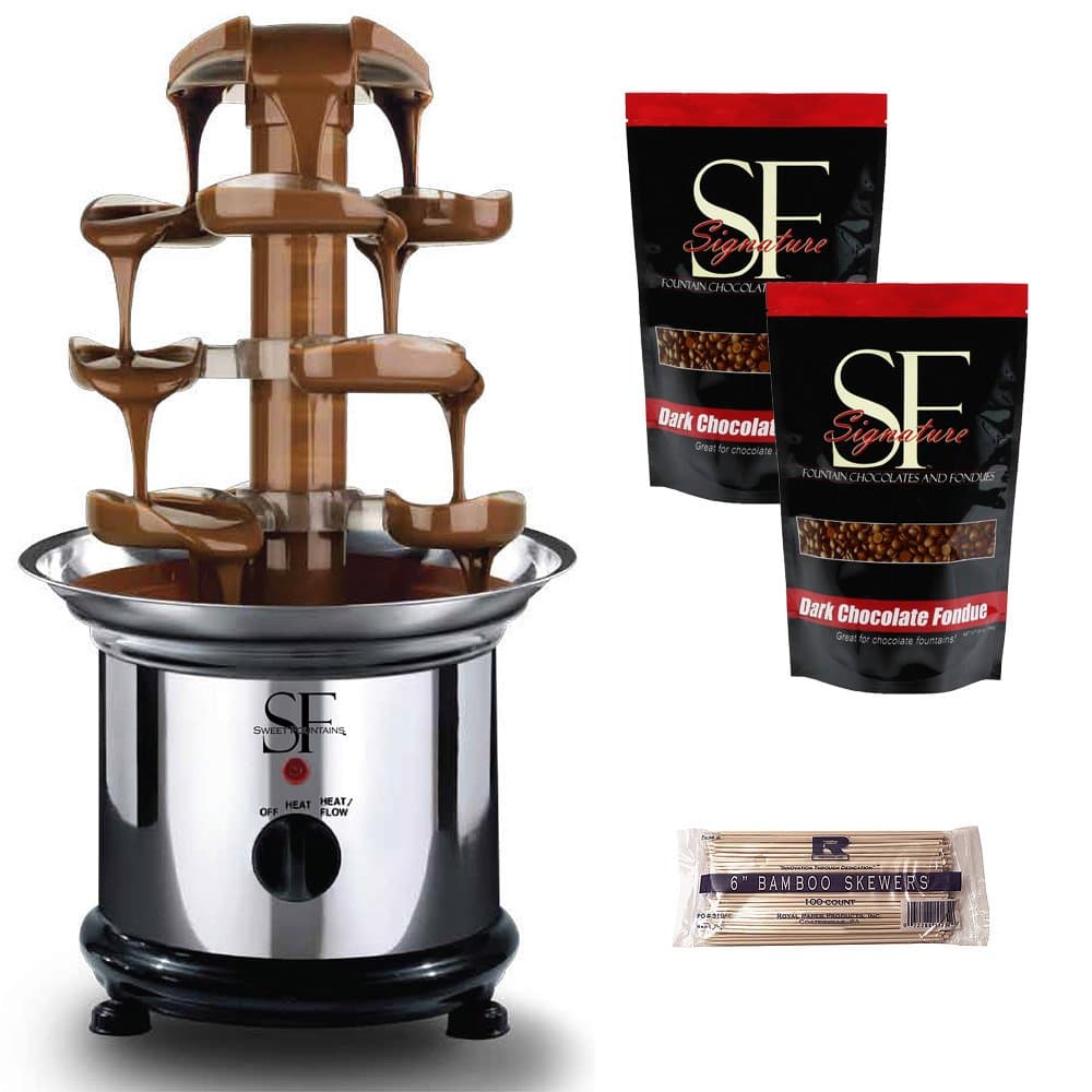 Sweet Fountains 16" Deluge Home Stainless Steel Chocolate Fountain Party Pack
