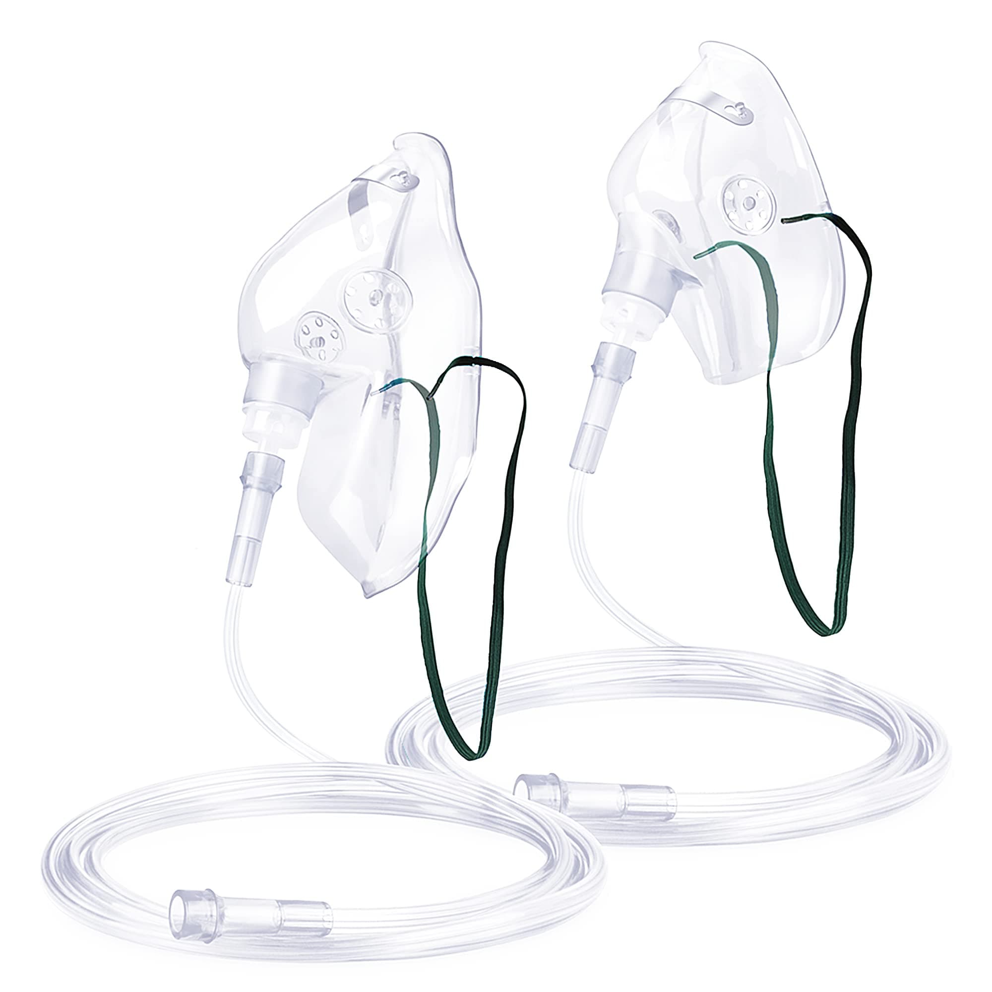 ANSNF 2 Pack Oxygen Mask for Face Adult with 6.6' Tube & Adjustable Elastic Strap - Size M+L (Clear) - NO CUP