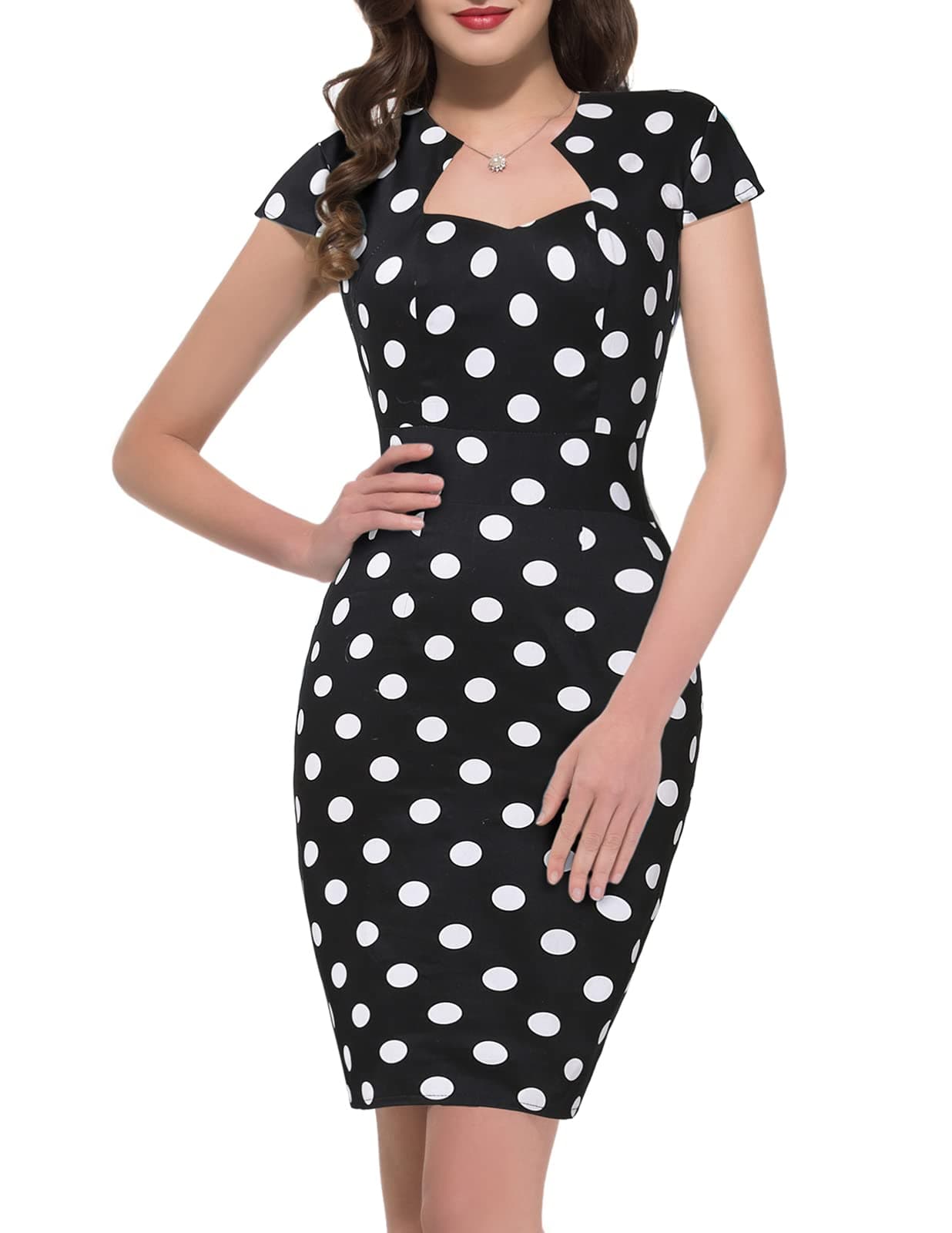 GRACE KARIN Vintage Cocktail Dress Cap Sleeve 1950s Retro Pencil Dress Wear to Work Dresses for Women