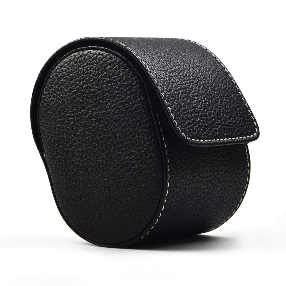 Oirlv Luxury Leather Watch Storage Box Travel Single Watch Case Jewelry Gift Box for Christmas Anniversary Birthday(Black)