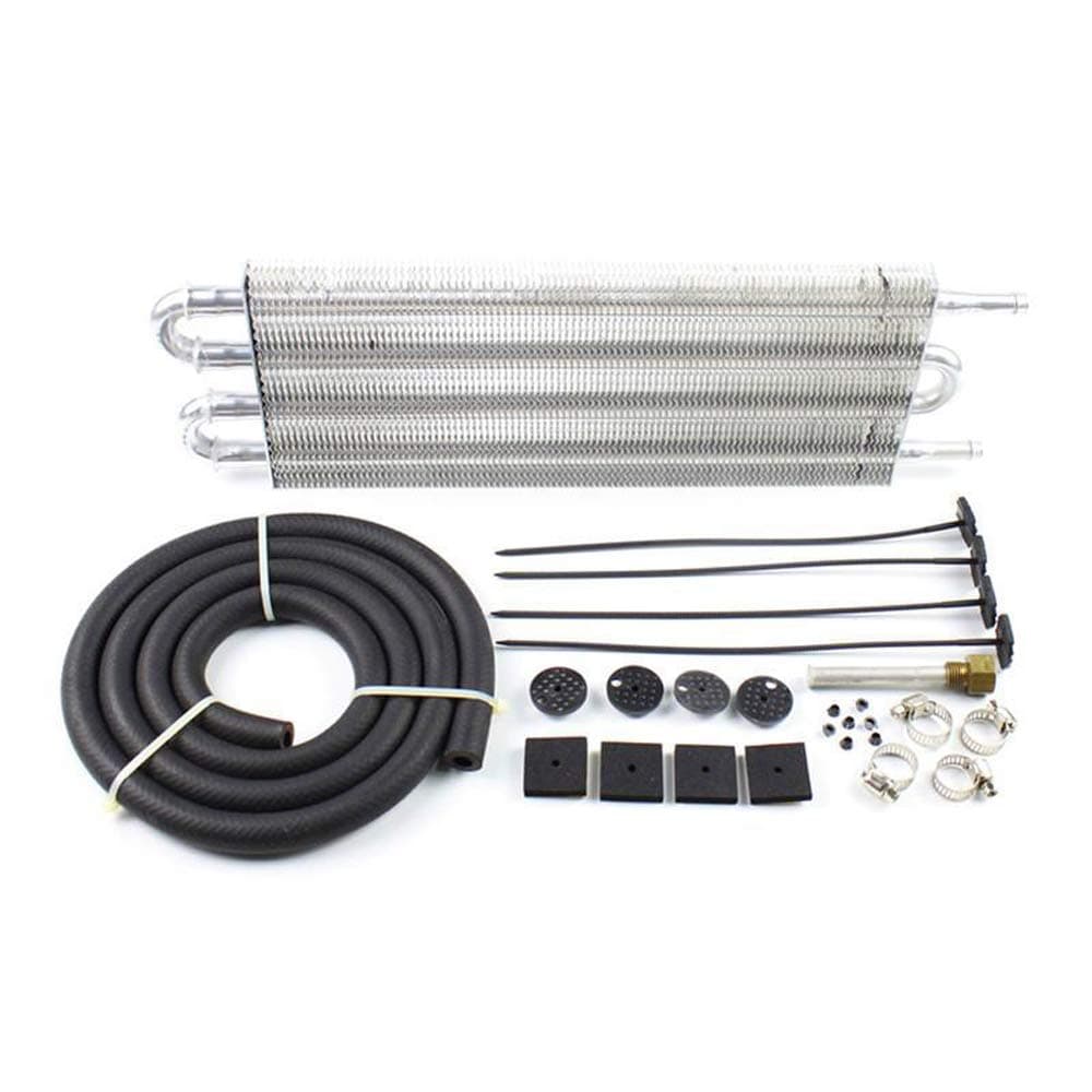 Tickas Transmission Oil Cooler Kit,Car 4 Row Remote Transmission Oil Cooler Kit Auto-Manual Radiator Converter Automotive Aluminum Alloy Oil Cooler