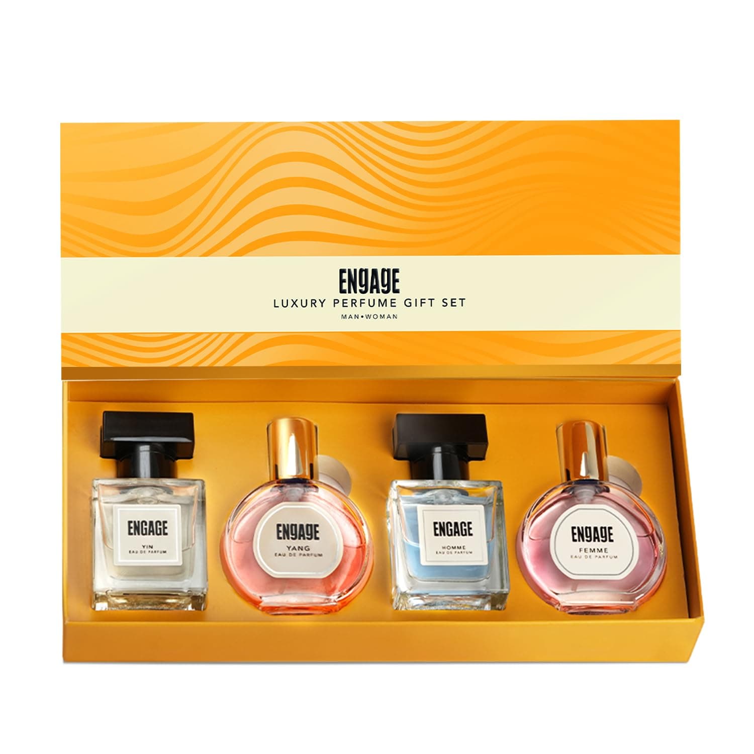 Engage Perfume Gift Set for Men and Women, 100ml, Luxury Long Lasting Eau De Parfum, Travel Size Perfume Combo 25ml x 4, Couple Gift