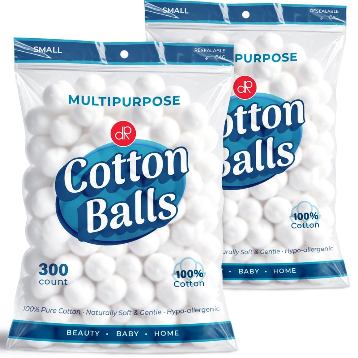 DecorRack 600 ct Small Cotton Balls, 100% Pure Natural Cotton, for Make-Up, N...