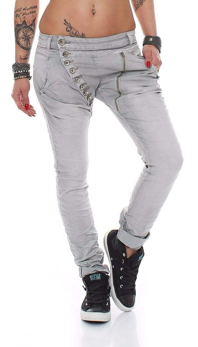 Fashion4Young 11424 Women's Jeans Skinny Jeans Trousers Boyfriend Baggy Haremscut Women's Jeans Slim Fit