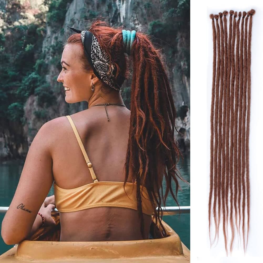 22Inch 20Strands 1CM Dreadlock Extensions Reggae Hip-hop Synthetic Hair Hippie Style Hair Dread Braids for Women and Men (22"strands of 20, 30#)