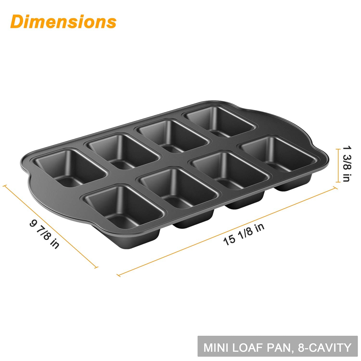 Tiawudi Non-Stick Mini Loaf Pans, Carbon Steel Baking Pans, Set of 8