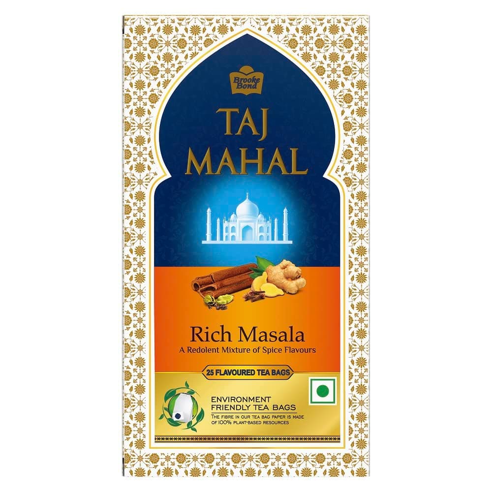 Taj Mahal Rich masala chai Tea Bags, 25 Pieces, Green Tea, 100 Gram