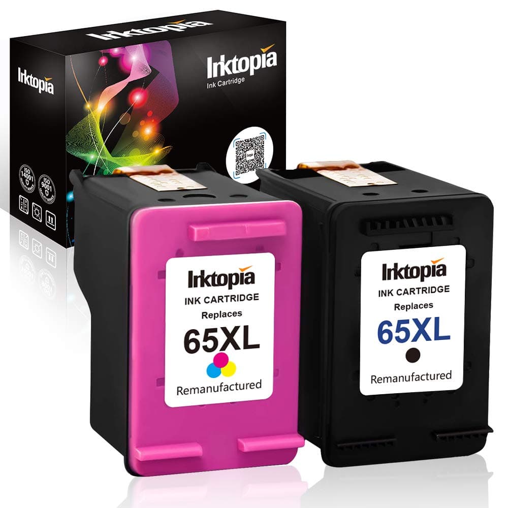 Remanufactured for HP 65 XL 65XL (New Updated Chip) Ink Cartridge High Yield, 1 Black 1 Tri-Color, Use with HP Deskjet 2624 2652 2655 3755 3752 3758 3732 3730 3721 3720 Envy 5052 5055 5058