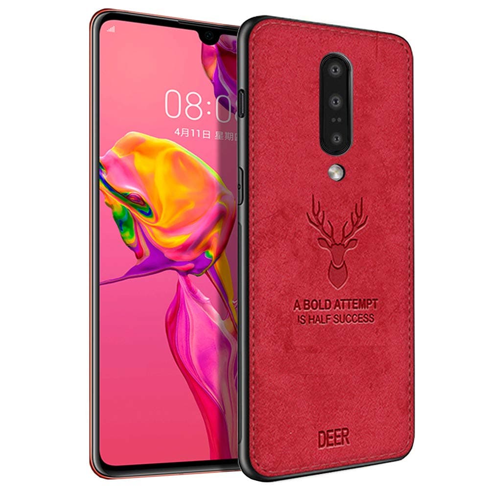 Teeyee Oneplus 7 pro Case, Fully Protective Design shockproof TPU Bumper Washable Cloth Back Dual Protection Cover for Oneplus 7 pro(2019 Release)(Red)