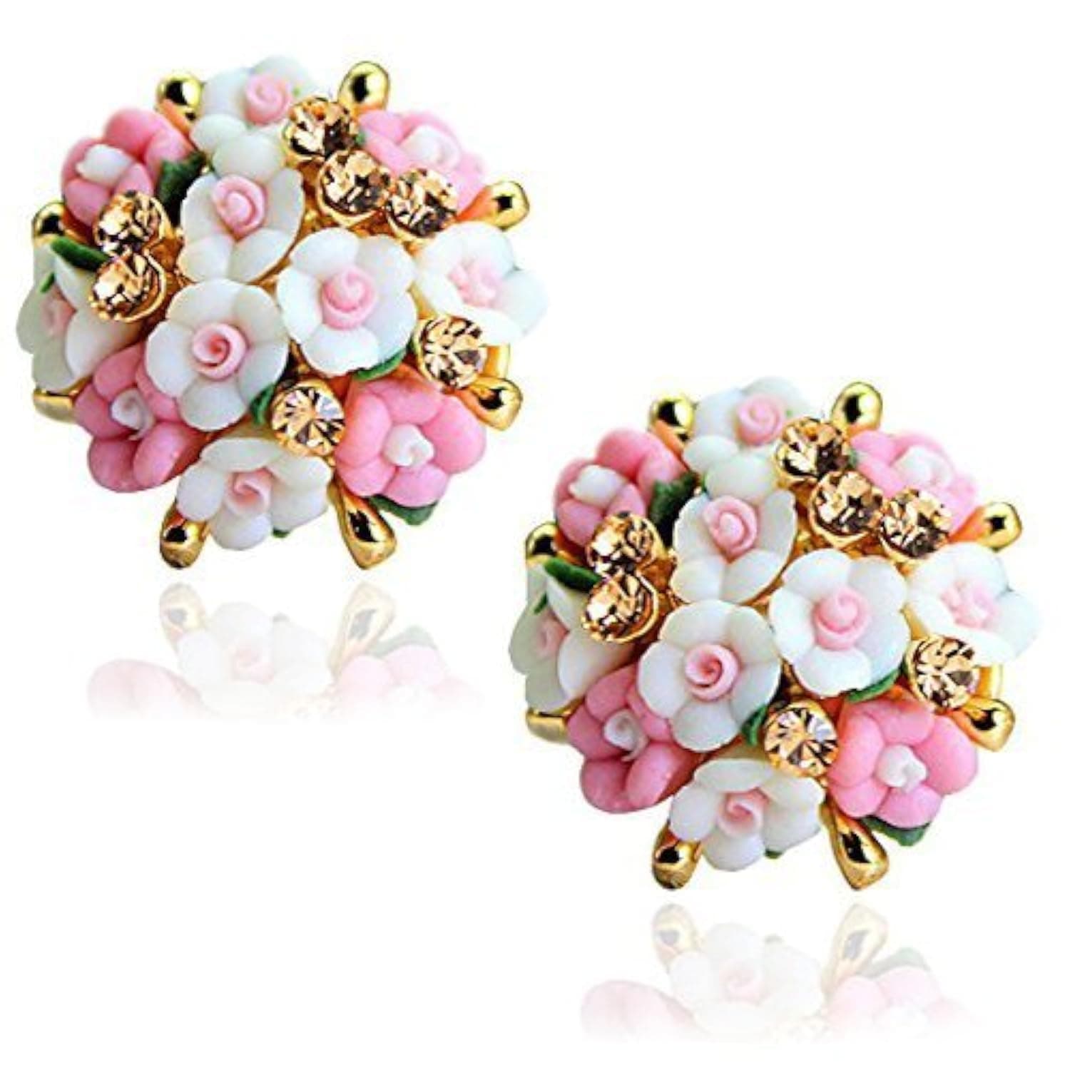 Shining Diva Fashion AAA Quality Latest Floral Gold Plated Stud Earrings For Women & Girls