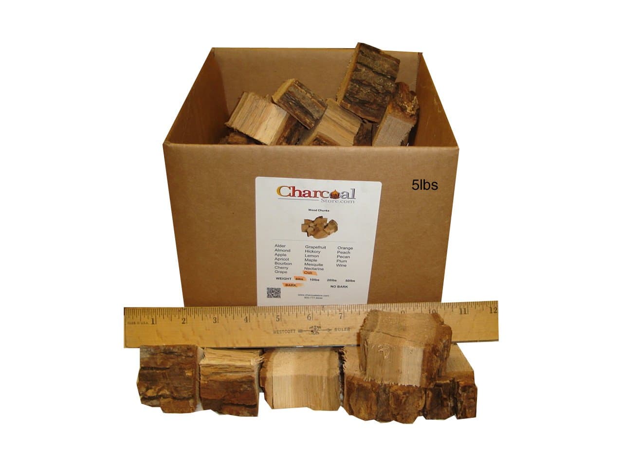 CharcoalStore White Oak Wood Smoking Chunks Bark (5 Pounds)