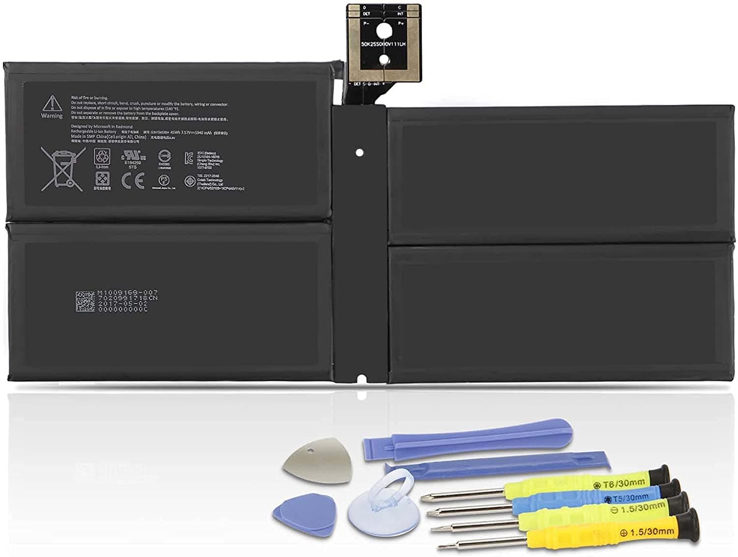 G3HTA038H Battery Replacement for Microsoft Surface Pro 5th (Model 1796, 2017) Surface Pro 6 (Model 1807/1809/1796, 2018) 12.3" 2-in-1, Core i5 i7 m3, FJU-00001 FKG-00001 FKJ-00001, DYNM02 with Tools