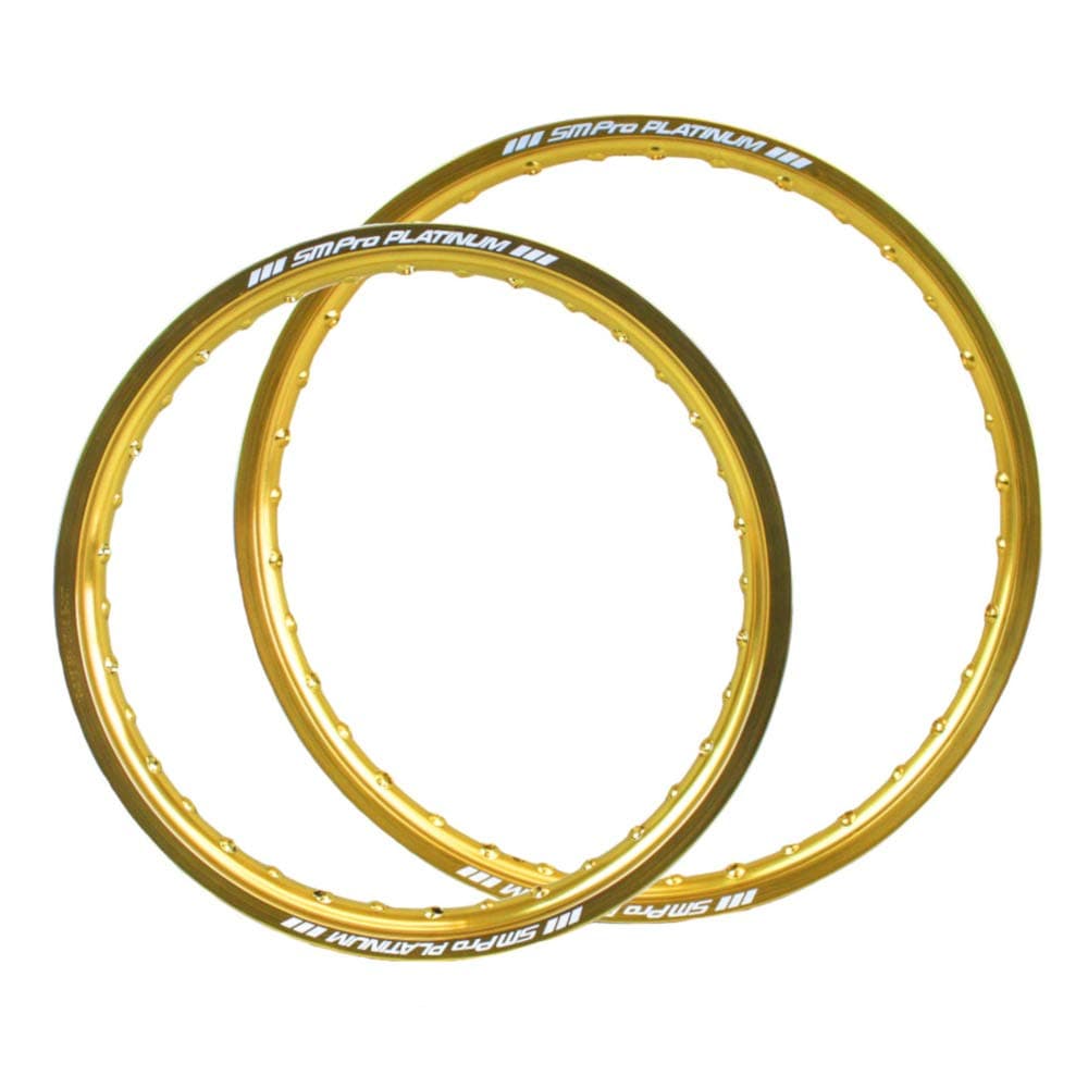 SM Pro Platinum Gloss Gold Rim - MX Drilling - 21 x 1.60 & 19 x 2.15 Pair