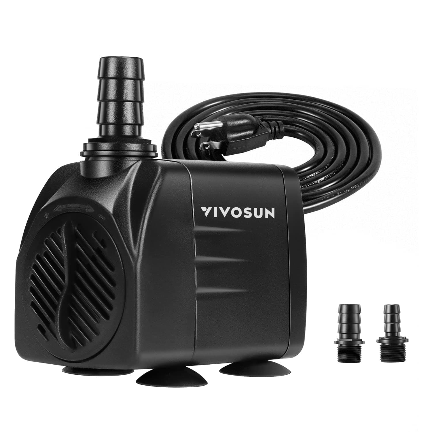 480GPH Submersible Pump(1800L/H, 25W), Ultra Quiet Water Pump with 7.2ft High Lift, Fountain Pump with 5ft Power Cord, 3 Nozzles for Fish Tank, Aquarium, Statuary, Hydroponics