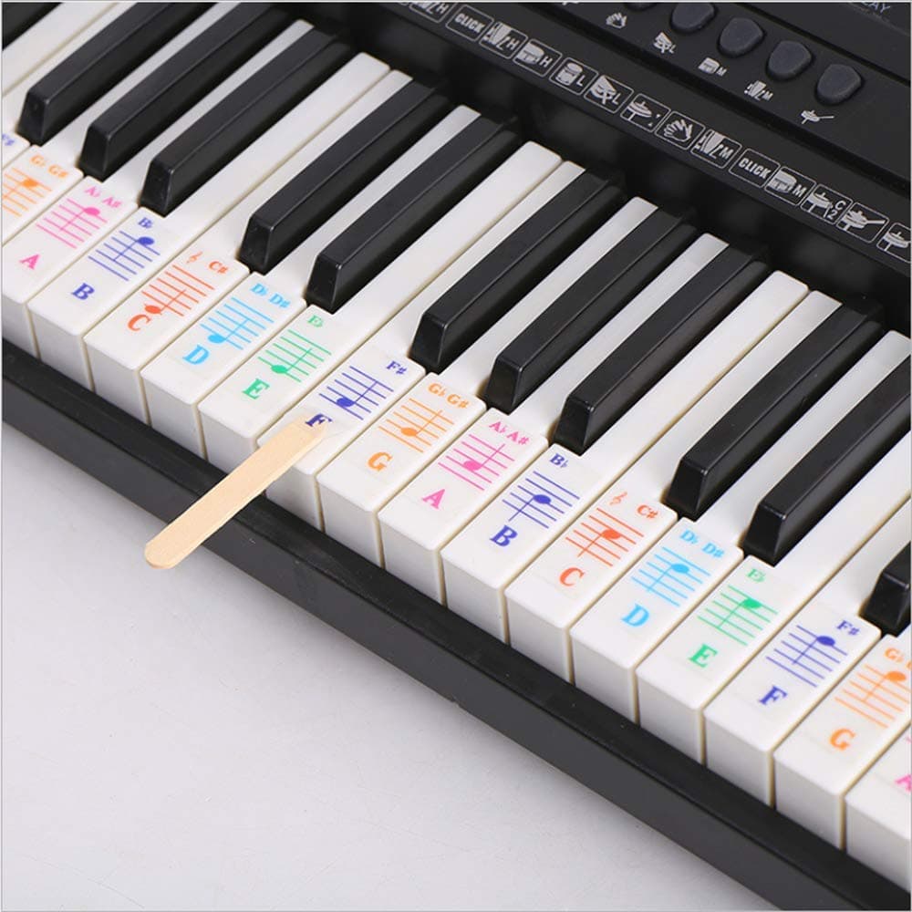 Piano Keyboard Notes Stickers for 25/49/61/54/88 Key Keyboards,Transparent Removable Music Piano Key Stickers for White and Black Keys,Keyboard Accessories for Kids Beginner Piano Practice Learning