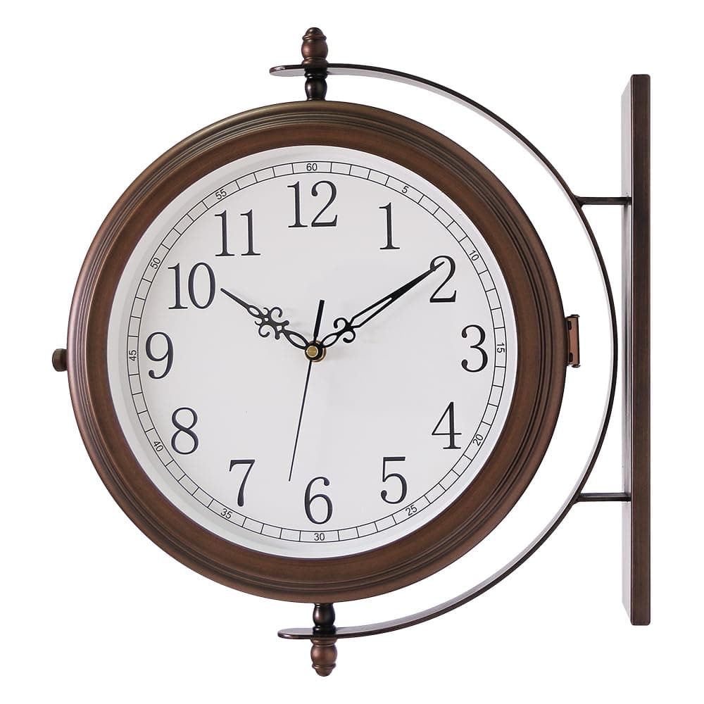 Bestime 17inch Metal Case Double Side Clock. Antique Copper Look. Indoor/Outdoor Garden
