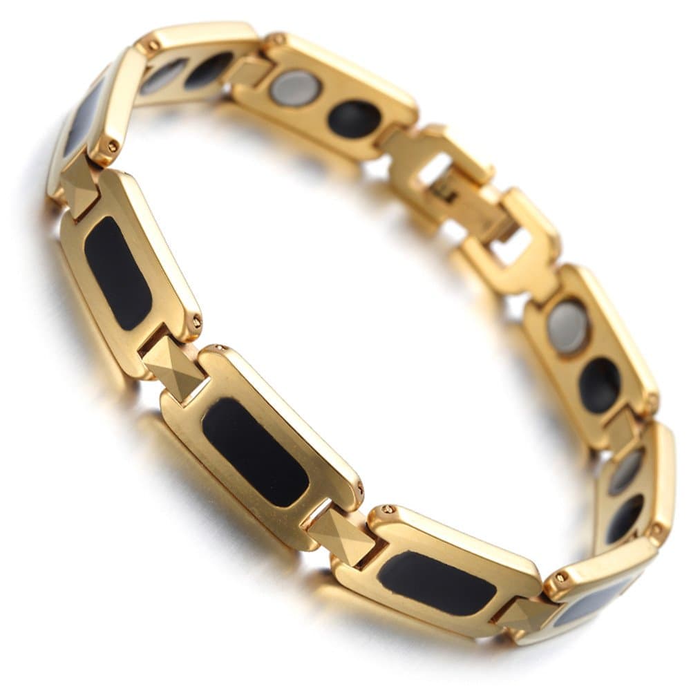 Kstyle Jewelry Tungsten Magnetic Hematite Mens Bracelet black & gold 8" B1420