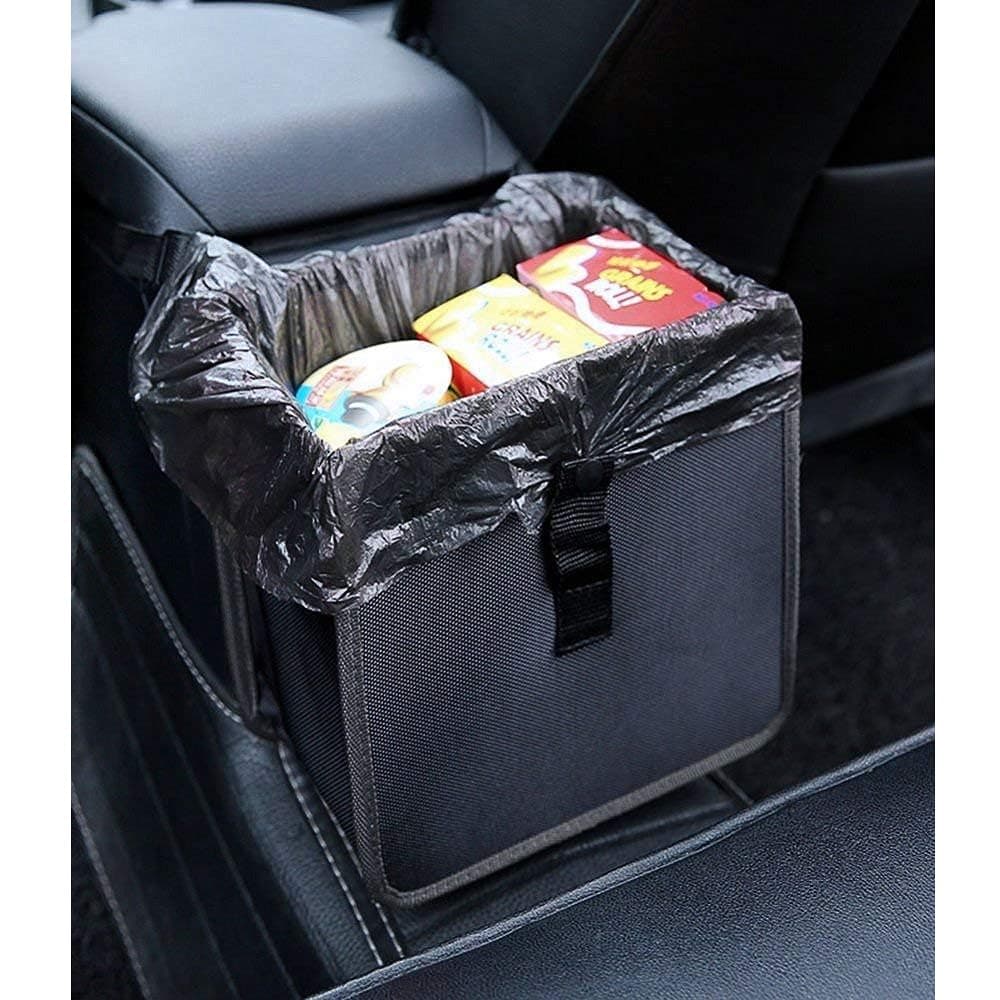 Power Tiger CAR ACCESSORIES PowerTiger Car Rubbish Bin Hanging Auto Trash Bag Litter Container Water Resistant Leak Proof Collapsible Garbage Organiser, 6.5Ltr Capacity Black