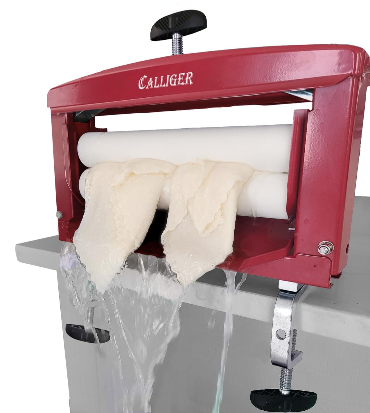 Northwood Calliger Calliger 360 | Hand Crank Clothes Wringer | New Patented Clamping System | 14€ Rollers | Manual Off Grid Laundry Dryer | Clothing, Towels, Chamois, Sponges - Red Color Only