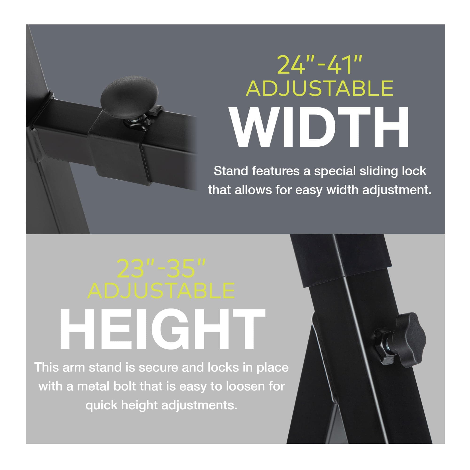 Knox Gear Heavy Duty Z-Style Keyboard Stand - Sturdy Height & Width Adjustable Keyboard Stand - Professional Digital Keyboard Piano Stand or Synth Stand - Piano Keyboard Stand 88 Key or Smaller