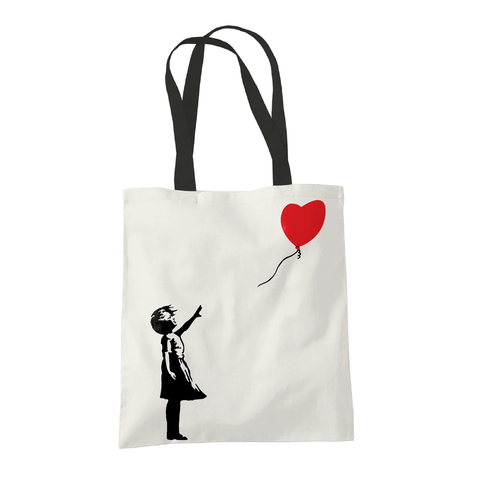 Bang Tidy Clothing Banksy Balloon Girl Tote Bag - Banksy Graffiti Wall Art Girl with Balloon Printed on a Canvas Tote Bag for Women - Shoulder Bag, Reusable Bags for Shopping, Book Bag