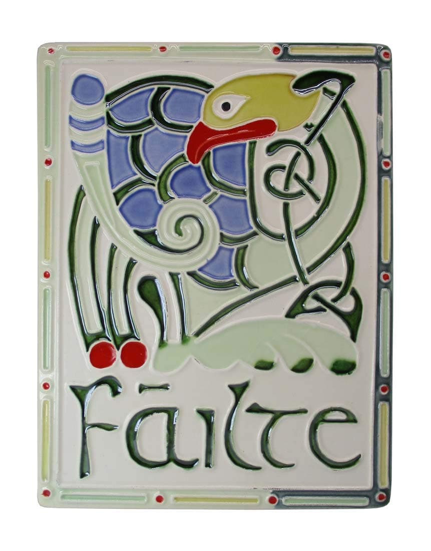 Liffey Artifacts 7.5" Hand Painted Ceramic Wall Plaque Failte