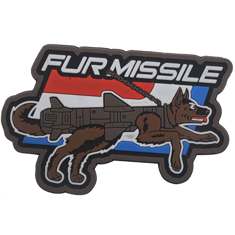 Fur Missile Morale Patch Dog Tactical Patches Hook Military Badge 3D PVC Fur Missile K9 Dog Badge Police Dog Tactical Harness Vest Airsoft Patches
