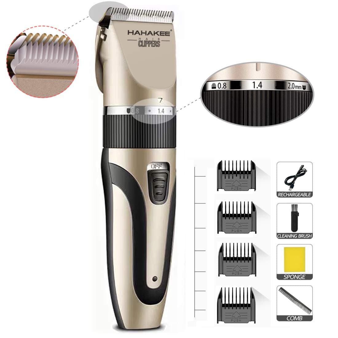 HAHAKEE Professional Hair Clippers, Hair Cutting Machine for Men/Kids/Baby/Barber Grooming Cutter Kit, Rechargeable Haircut Trimmer Set, Waterproof Haircut Barber Trimmer Kit with Guide Combs Brush