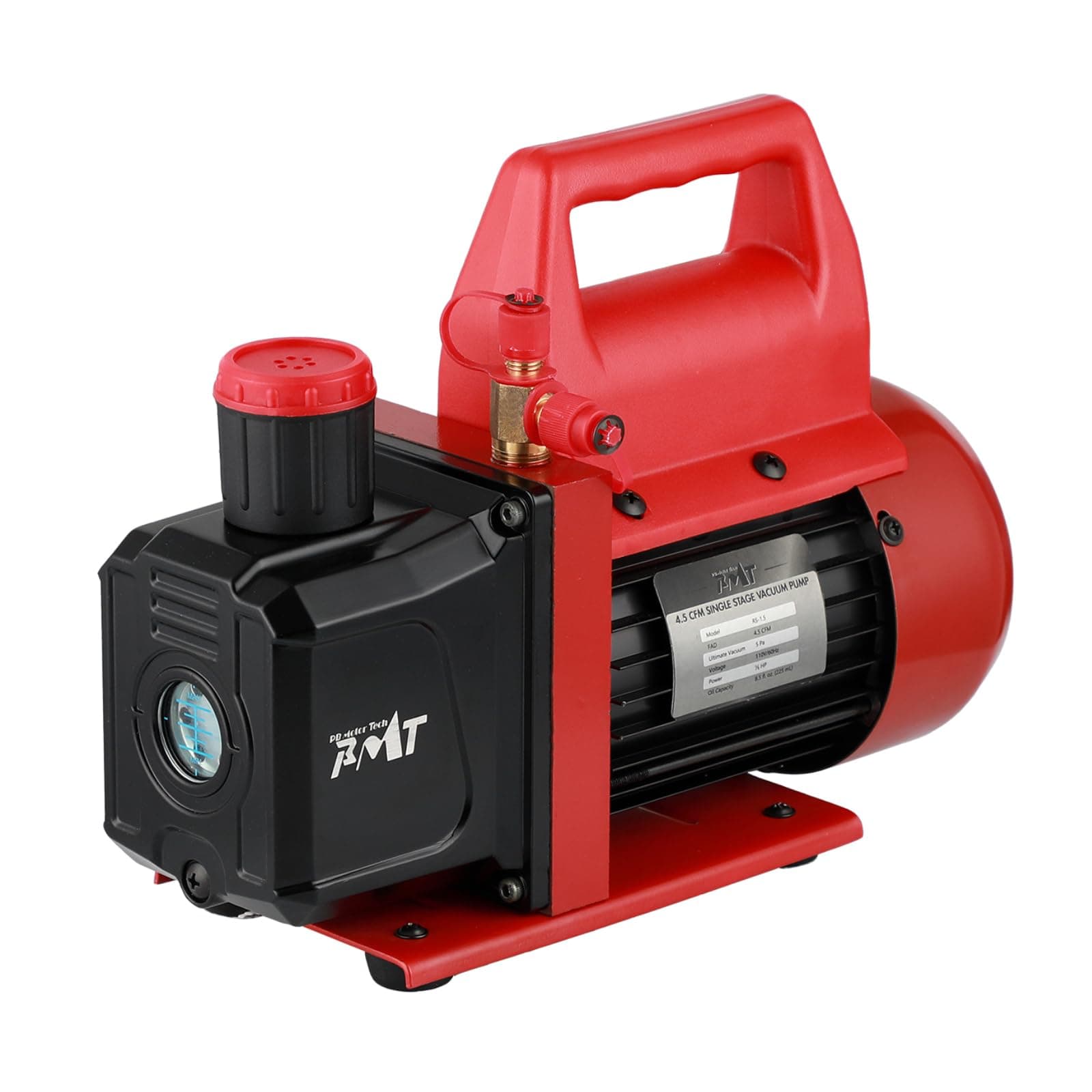 4.5CFM 1/3HP Single-Stage Vacuum Pump, 110V/60Hz Rotary Vane Vacuum Pump for HVAC Systems, Autmotive and Household Air Conditioning Maintenance, No Oil Included