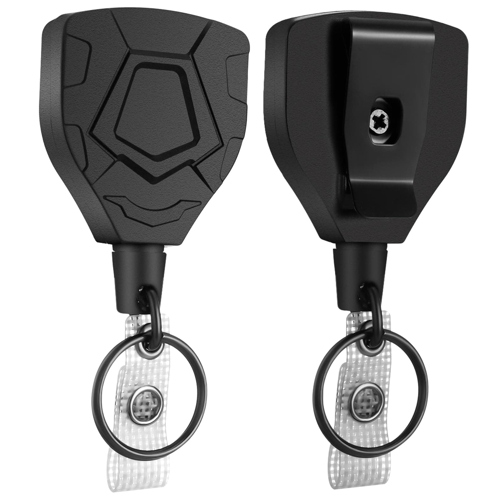 RosewineC 2 Pcs Heavy Duty Retractable Keychain, Retractable Lanyard, Retractable Keyring with 27.5” Steel Cord, ID Badge Holder with Key Chain for Office School Outdoor