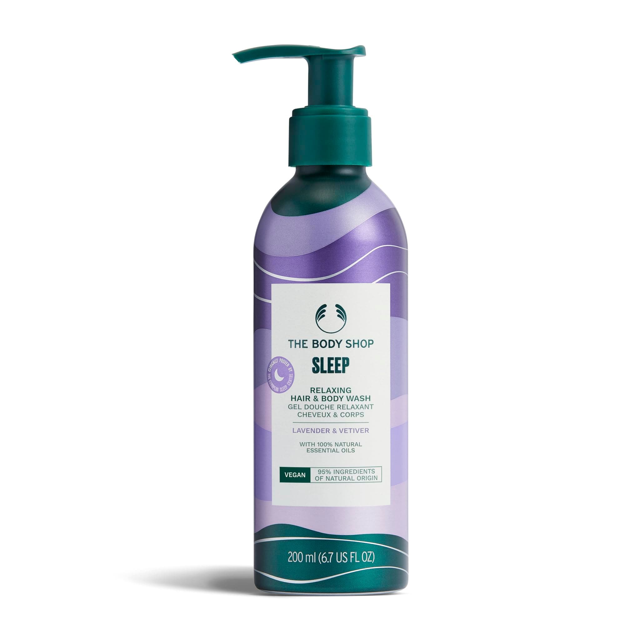 Sleep Relaxing Hair & Body Wash (1x 200ml), Aromatic Cleanser with Lavender & Vetiver Essential Oils, Vegan Body Wash for Bedtime Routine, 95% Natural Origin Ingredients