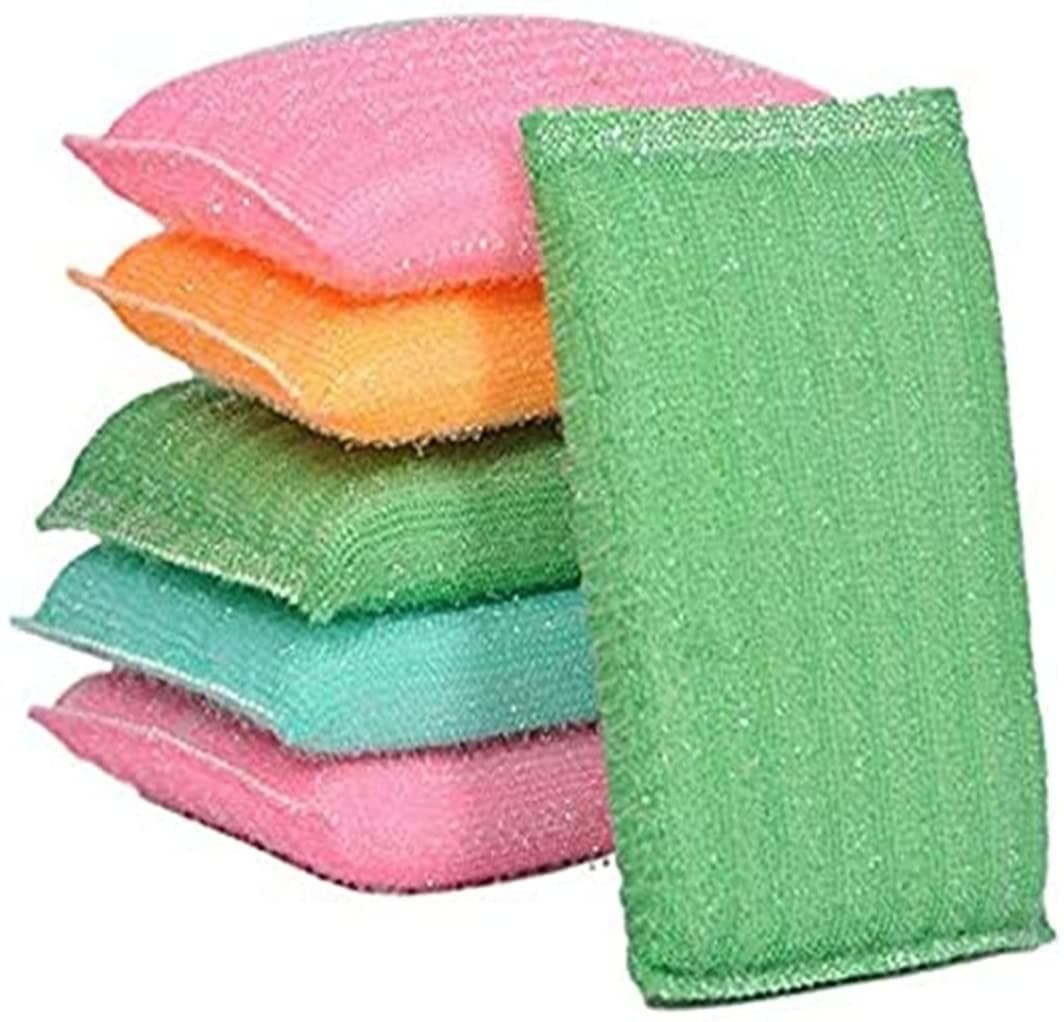 Stainless Steel Scrub with Sponges Metal Scrubber - Pack of 6 | Sponge Scrubber for Dishes, Pots, Pans, Kitchens, Bathroom, and Tough Cleaning - Multicolored