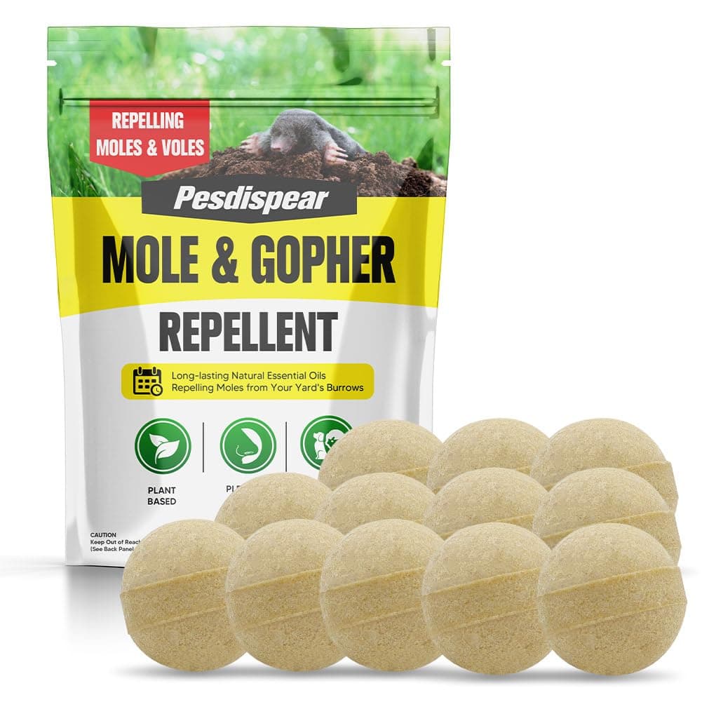 Pesdispear Mole Repellent,Mole Repellent Outdoor, Mole Trap Vole Control Better Than Ultrasonic Rodent Repeller for Yard Lawn and Outdoor Wide Range Coverage 12 Pack