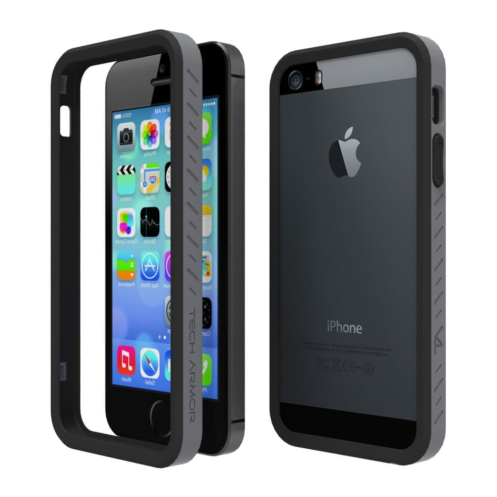 Tech Armor Apple iPhone 5S BLACK/SLATE EdgeProtect PC/TPU Bumper Case - Frustration Free Packaging