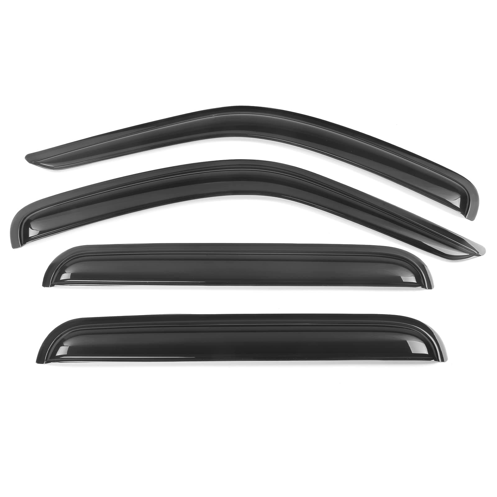 Tape On External Window Visor Compatible with 2002-2007 Jeep Liberty, Slim Style Acrylic Smoke Tinted&Semi-Transparent Sun Rain Shade Guard Wind Vent Air Deflector IKON MOTORSPORTS