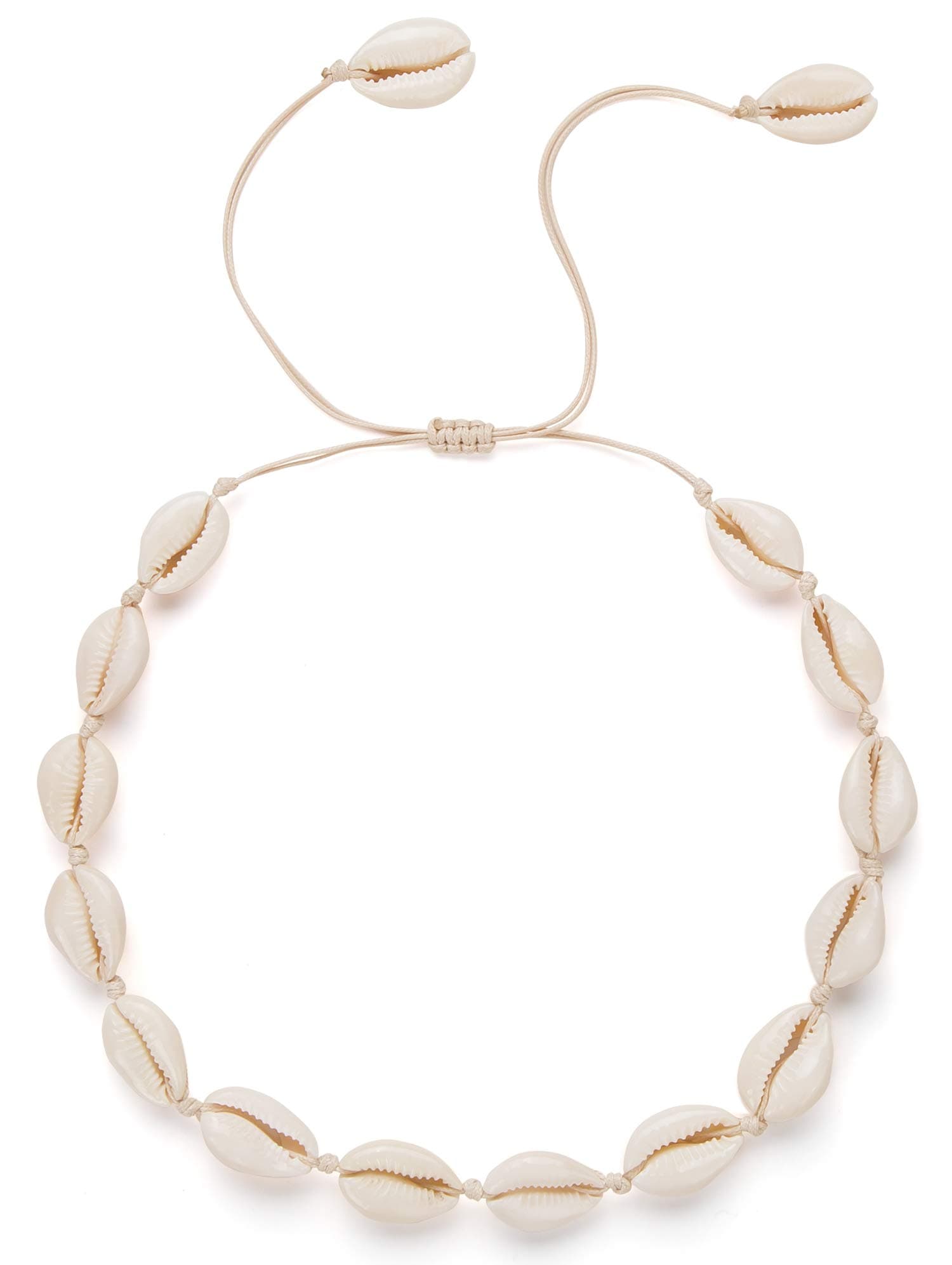 Nackiy Handmade Sea Shell Necklace for Women Summer Adjustable Natural Shell Collar Necklace