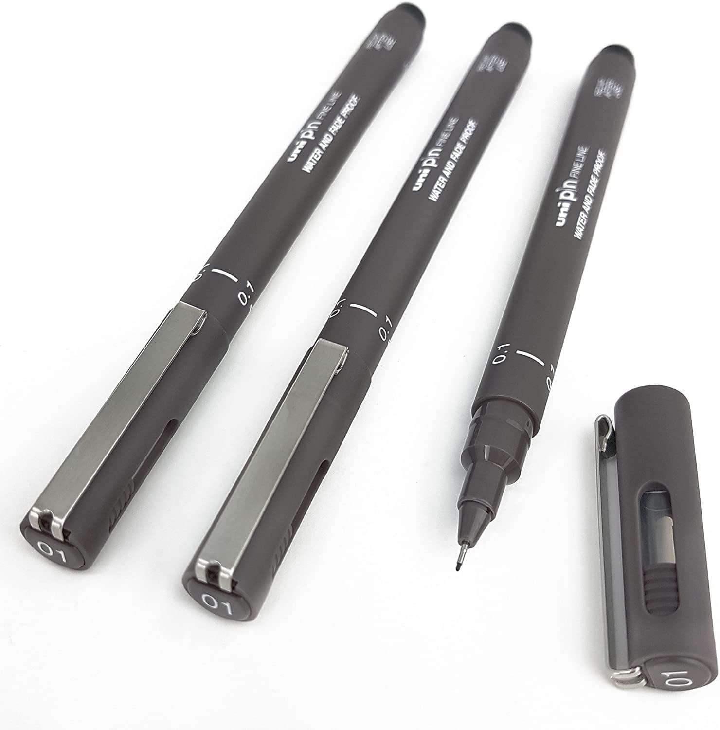 Fineliner Drawing Pen - Dark Grey Tone - 0.1mm - Pack of 3