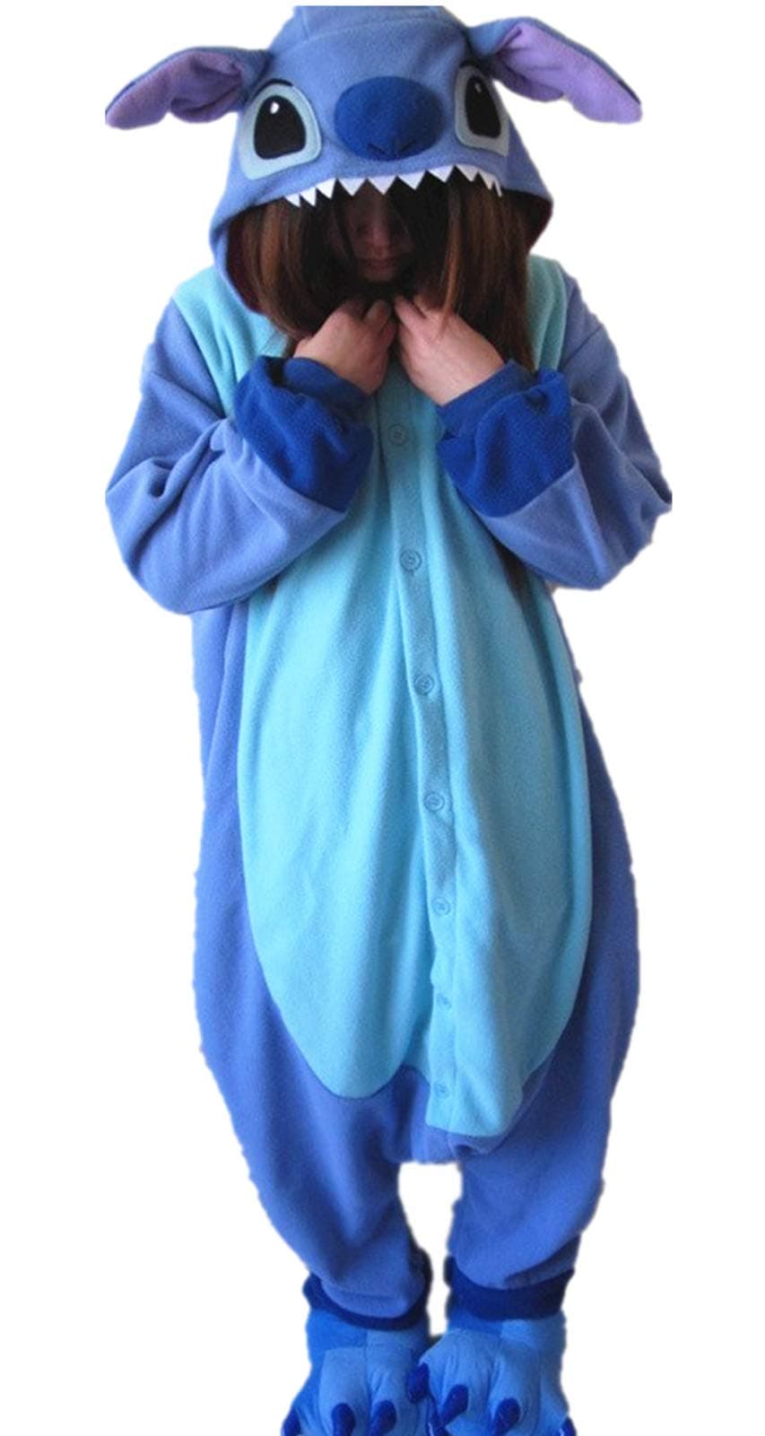 Hooded Adult Cartoon Costume Cosplay Pajamas Onesies Party Stitch Sleepwear