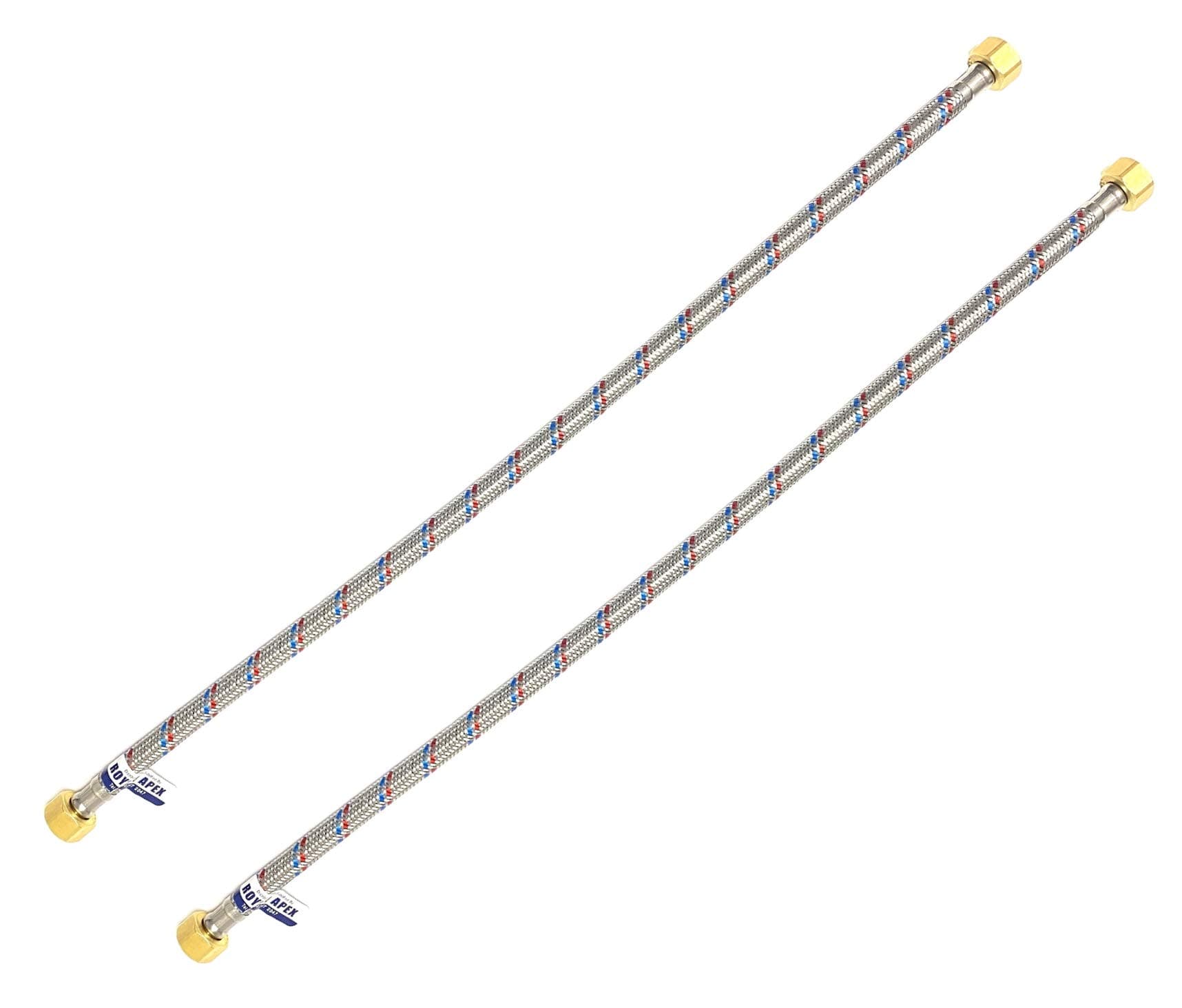 Royal Apex 2 Pcs Stainless Steel Flexible Hose Pipe | SS Mesh Braided with 1/2 to 1/2 Inch Brass Female Threaded Nut | Water Heater Hose 120,90,60,45,30cm (45cm (1/2" to 1/2"))