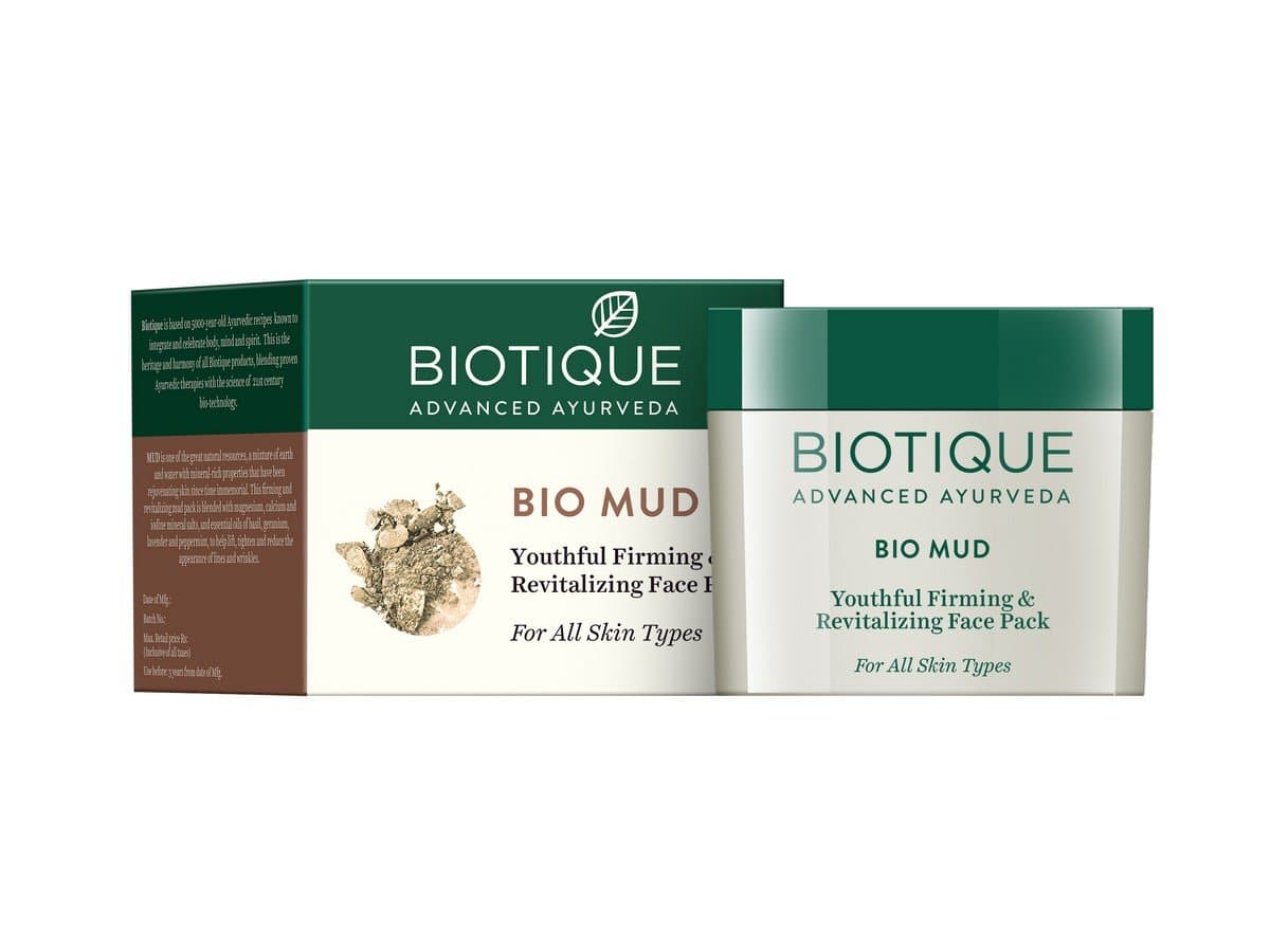Biotique Bio Mud Youthful Firming and Revitalizing Face Pack for All Skin Types, 75g, Multi, 75 gm