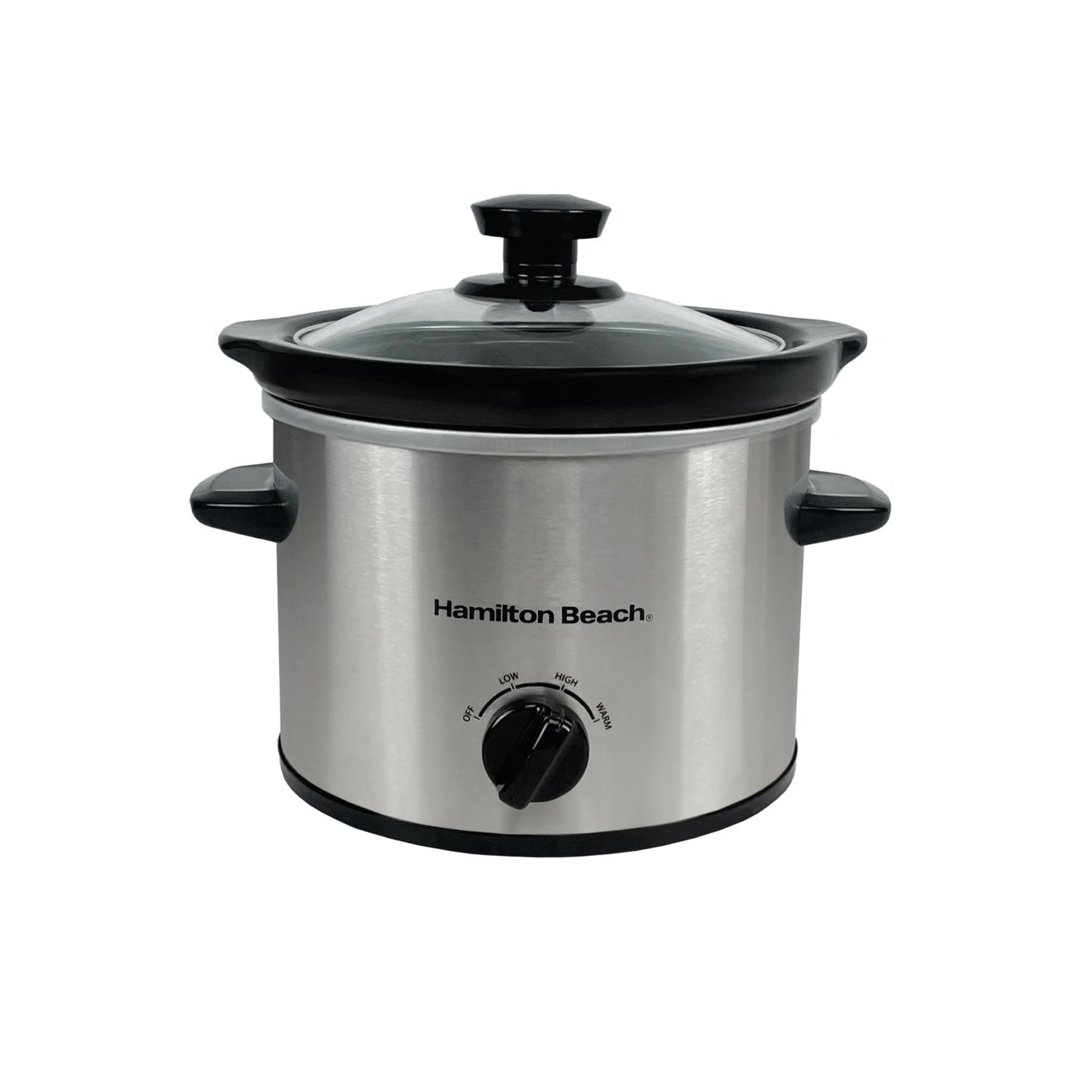 – Hamilton Beach 1.8L Mighty Mini Slow Cooker, 90W Energy-Efficient Design, Removable Ceramic Bowl, 3 Heat Settings, Compact for 1-2 People, Easy Clean, Silver - HBSC020S