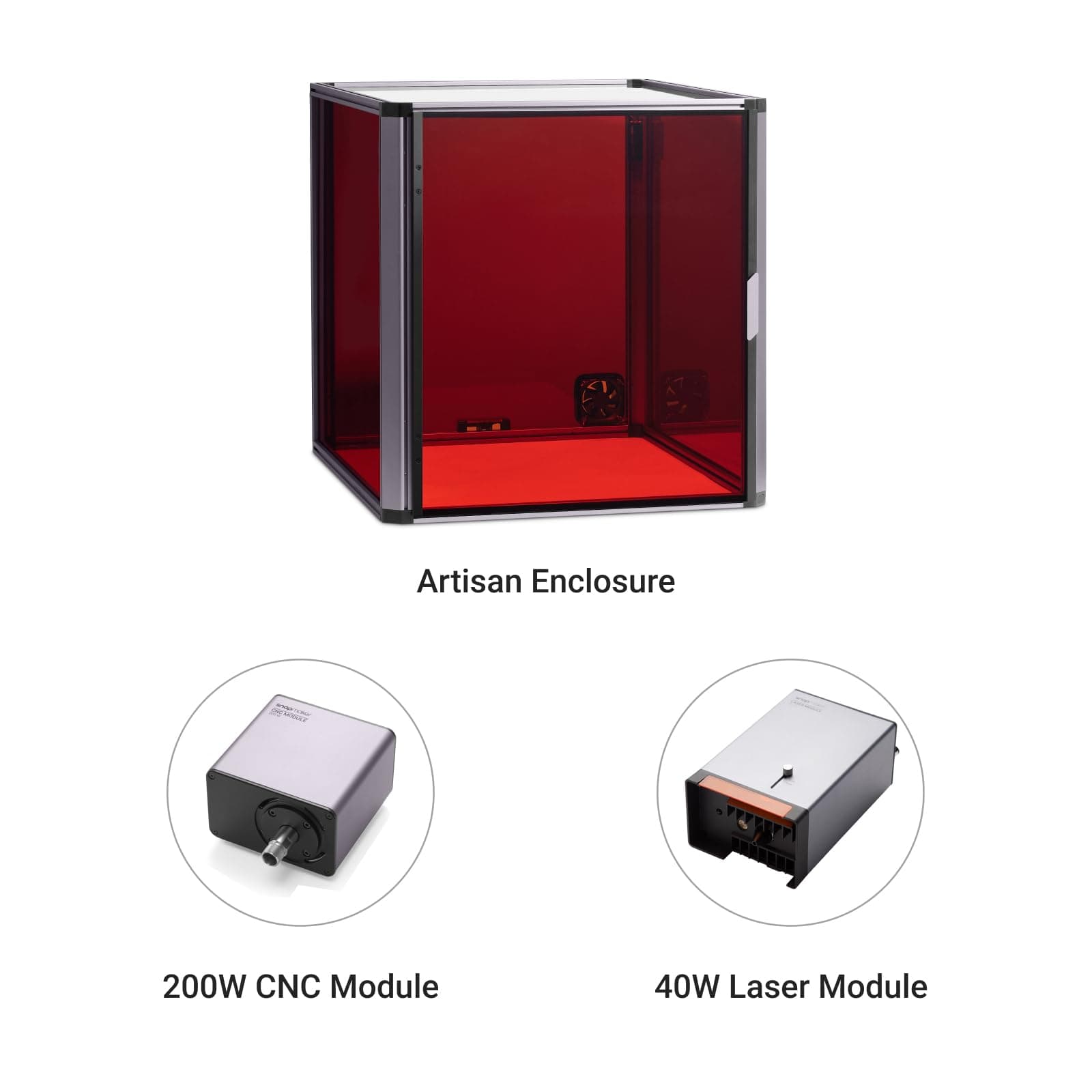 Snapmaker 3イン1アドオン 職人用3Dプリンター用 職人エンクロージャ、200W CNCモジュール、40Wレーザーモジュール(職人3DP用プレミアム3イン1アドオン)