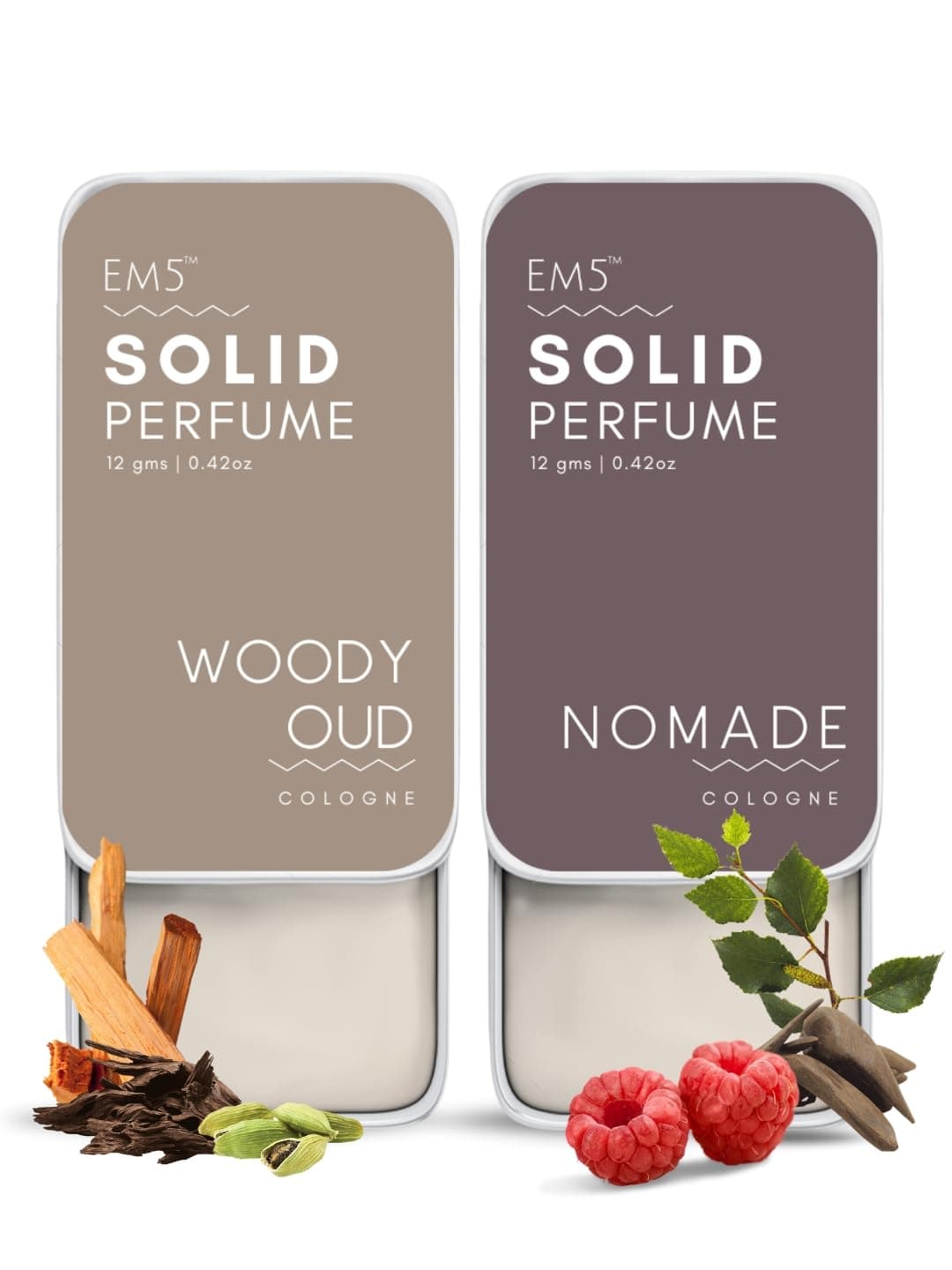 Combo Pack of Alcohol Free Solid Perfumes | Woody Oud & Nomade for Men & Women | Non-Greasy Cologne | Strong & Lasting Fragrance | Gifting Pack for Him & Her