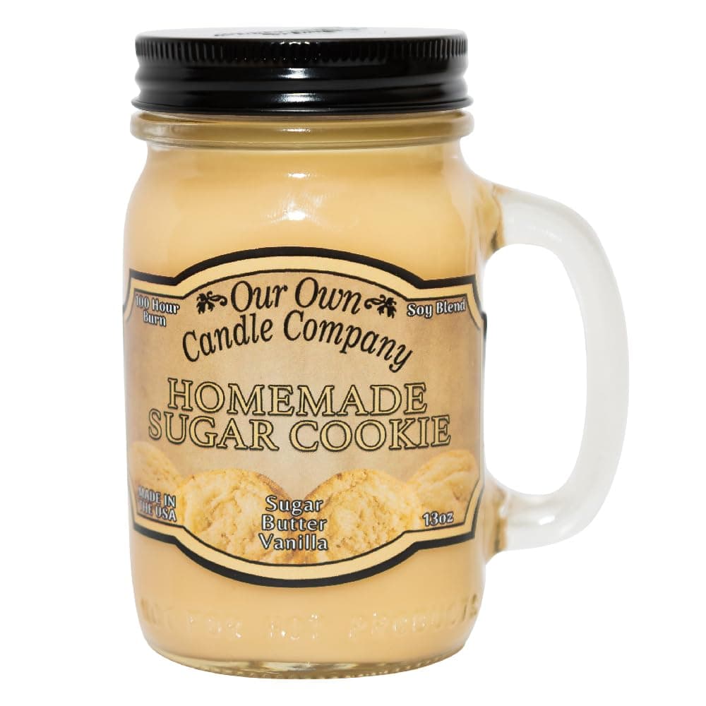 Homemade Sugar Cookie Scented Mason Jar Candle, 100 Hour Burn Time, Made in The USA - 13 Ounces