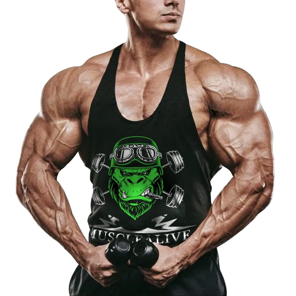 Men Gym Bodybuilding Tank Top Stringer Vest Fitness Workout Sportswear Cotton