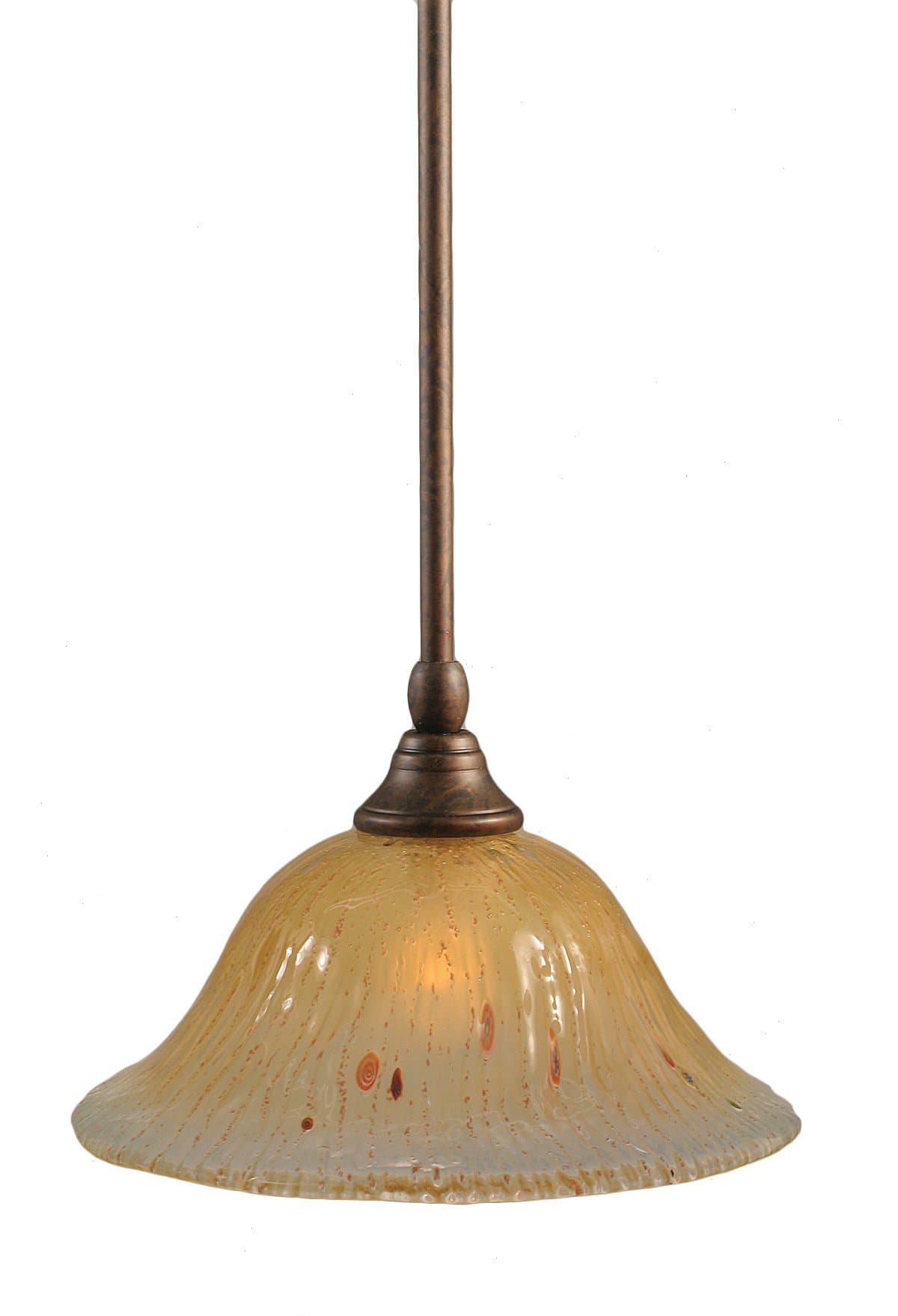 Toltech Lighting 23-BRZ-730 10-Inch Stem Mini-Pendant Light Bronze Finish with Amber Crystal Glass